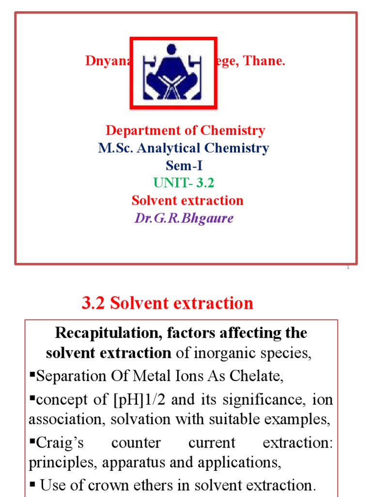Solvent Extraction in Analytical Chemistry | PDF | Molecules | Applied ...