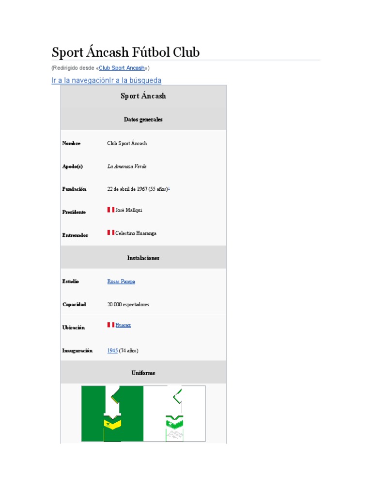 Sport Áncash Fútbol Club PDF Asociación de Futbol Clubes deportivos