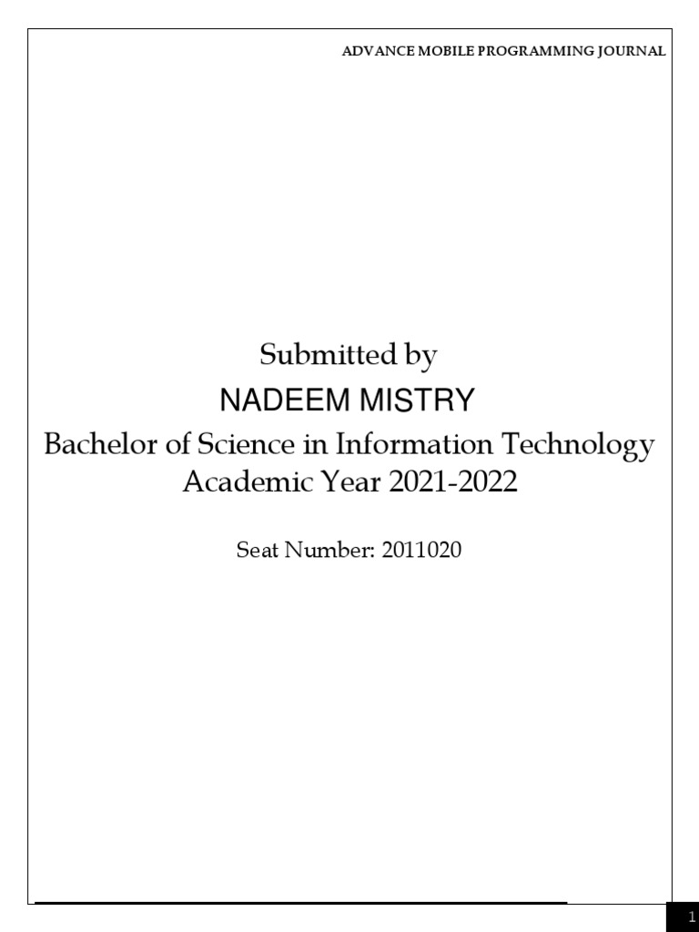 Nadeem Mistry's Mobile Programming Journal | PDF | Android (Operating ...