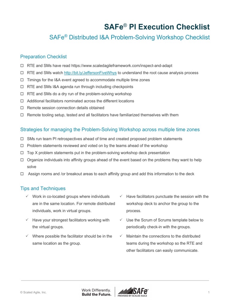 03 Distributed I&a Problem-Solving Workshop Checklist (V5.1) | PDF ...
