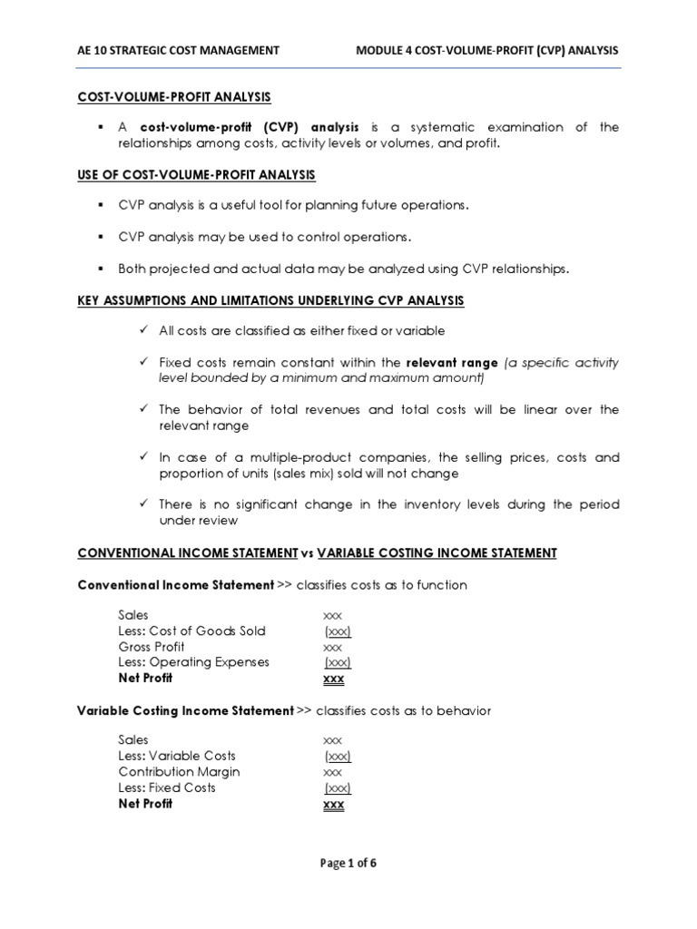 Cost-Volume-Profit Analysis Overview | PDF | Income Statement ...