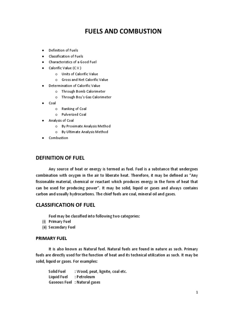 Fuels and Combustion PDF