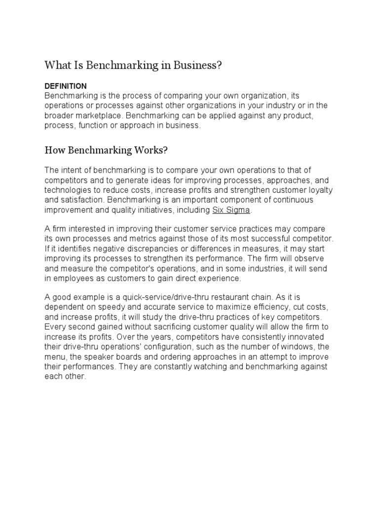 Benchmarking in Industry | PDF | Benchmarking | Waiting Staff