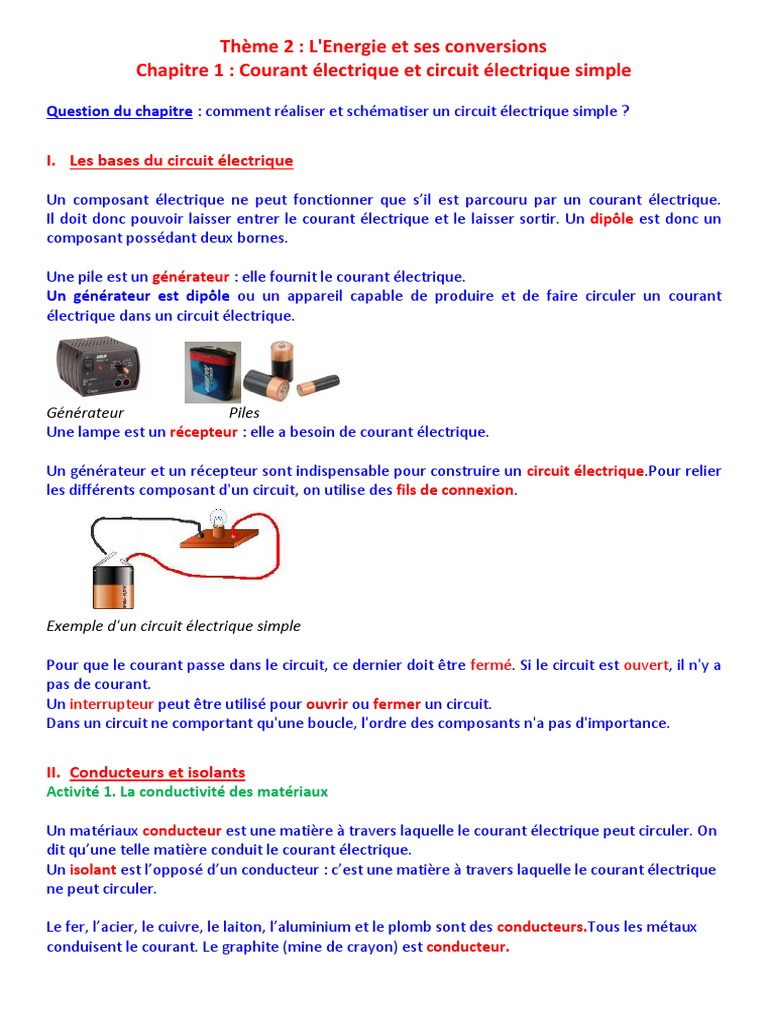 Comment Effectuer Une étude Sur Un Schéma électrique D ali Chapitre 1. Courant Électrique Et Circuit Électrique Simple | PDF | Diode  électroluminescente | Courant électrique