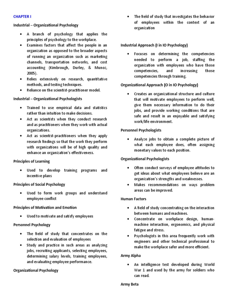 Io Psychology An Applied Approach Aamodt Book Summary | PDF ...