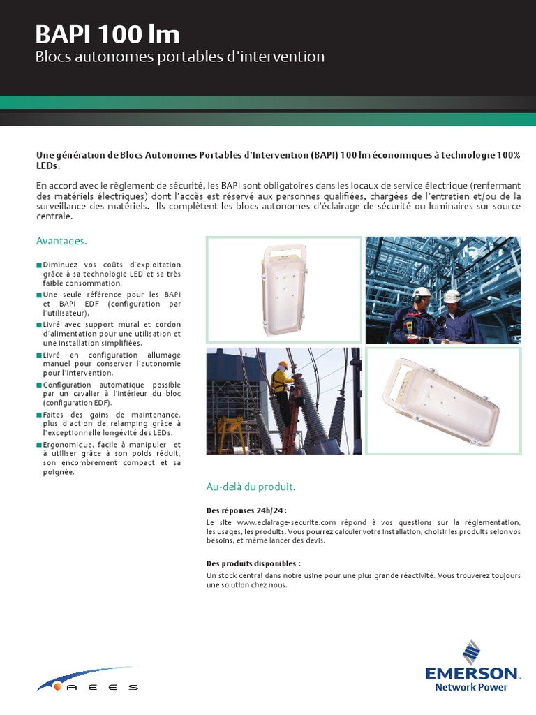 BAPI 100 LM: Blocs Autonomes Portables D'intervention | PDF | Diode ...