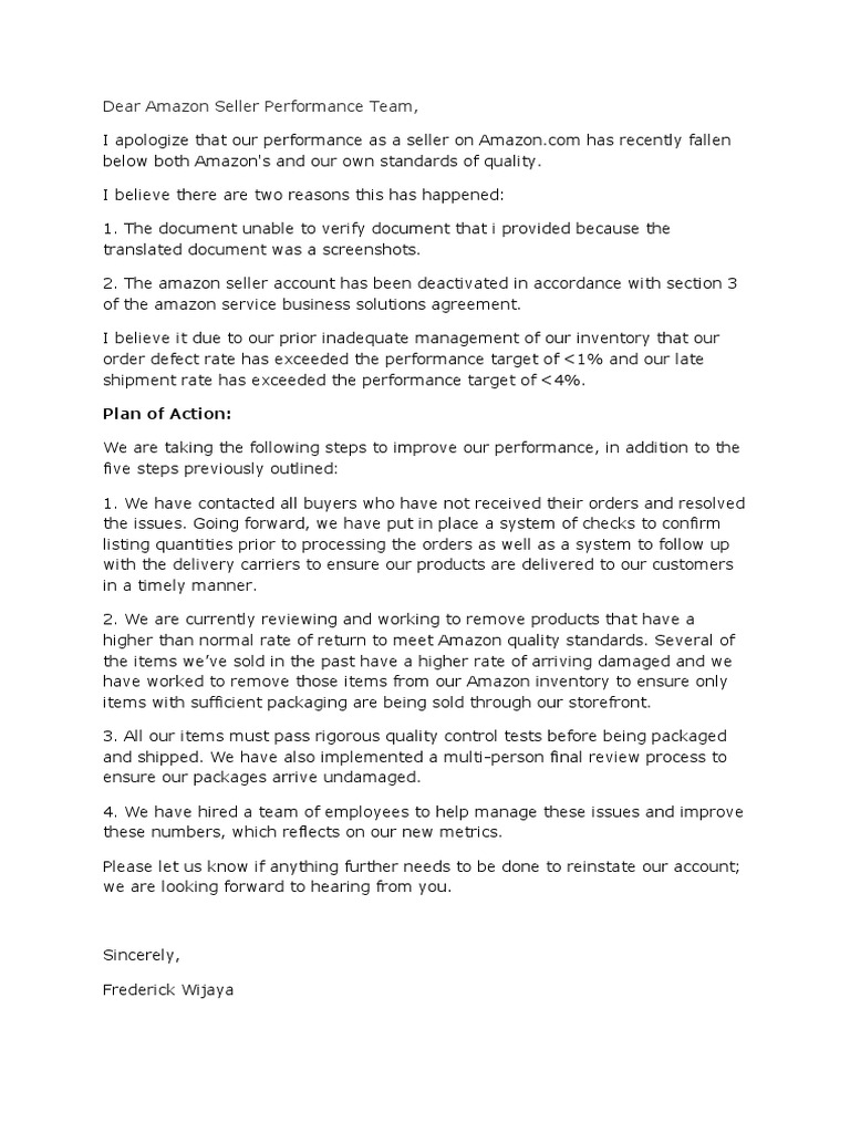 Amazon Suspension Appeal Plan of Action | PDF | Finance & Money Management