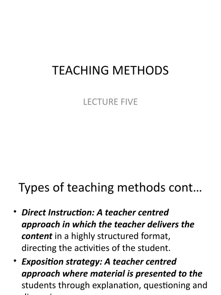 Lecture 5 Teaching Methods PDF Teaching Method Project Based