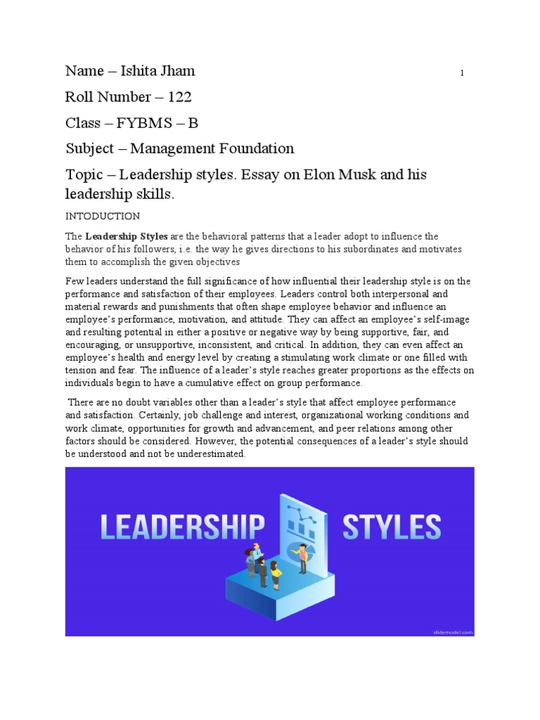 Fybms 122 management foundation project pdf leadership space x