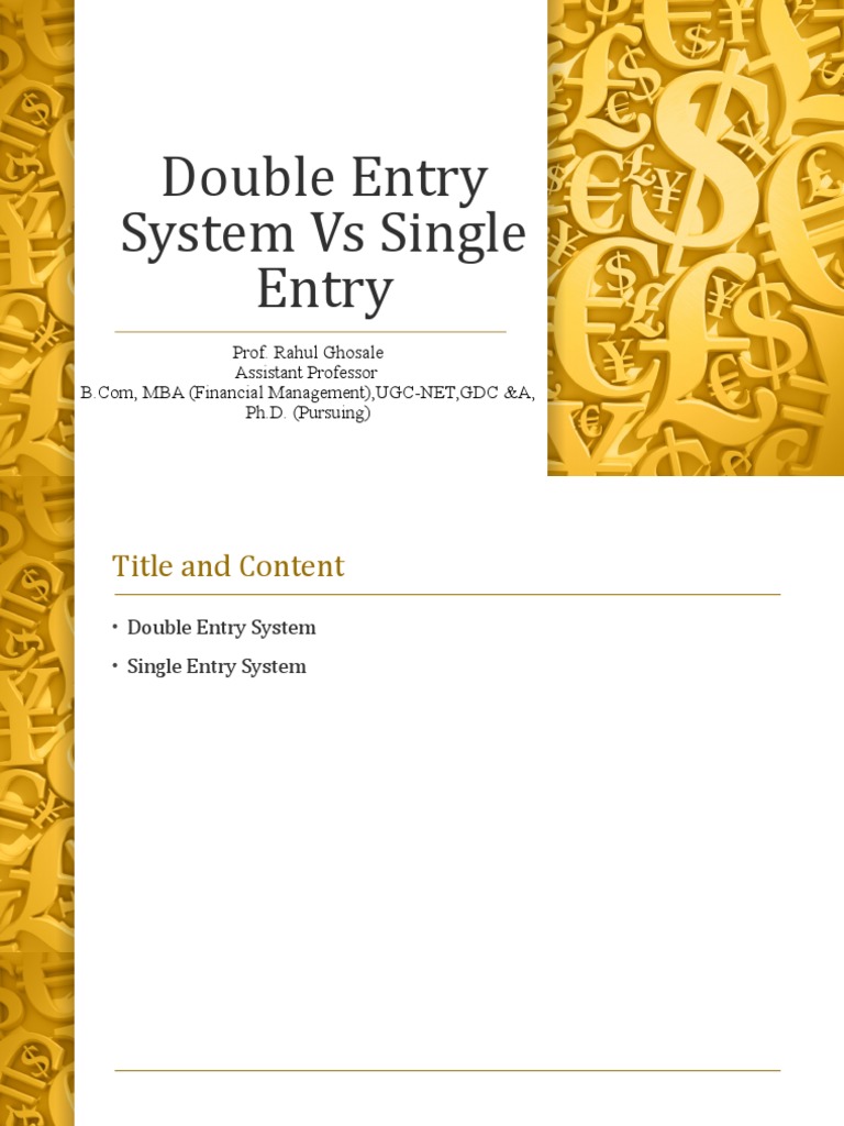 Single vs Double Entry Accounting Explained | PDF | Debits And Credits ...