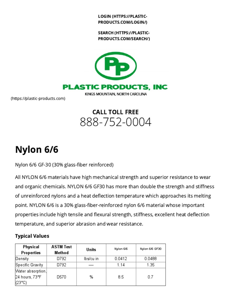 Mechanical, Thermal, and Electrical Properties of Nylon 6/6 and Glass