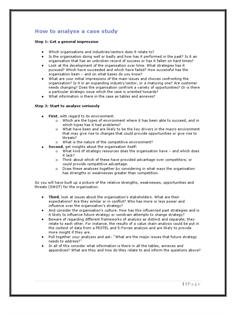 How To Analyse A Case Study | PDF