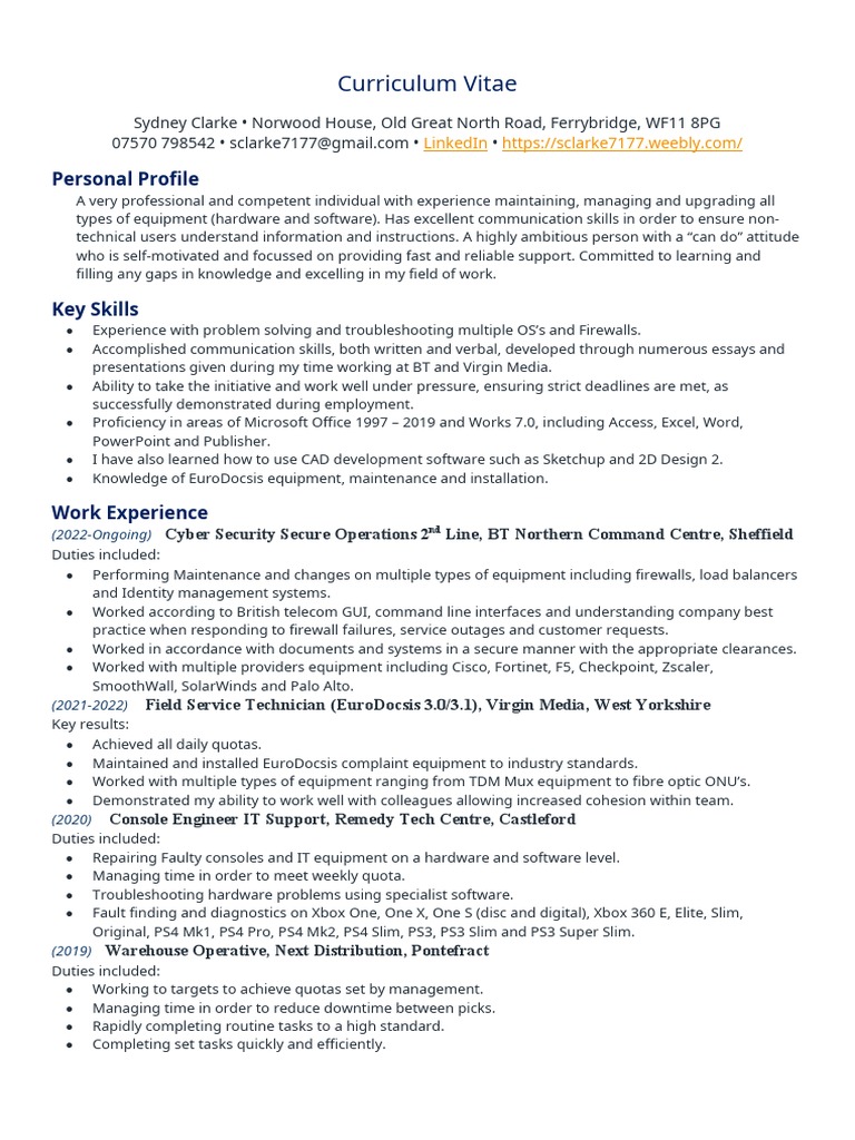 CV BT | PDF | Operating System | Graphical User Interfaces