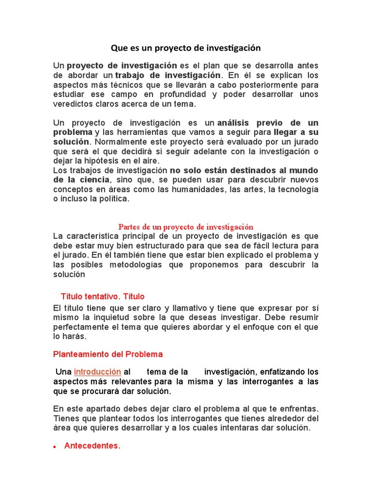 Proyecto de Investigacion | PDF | Teoría | Science