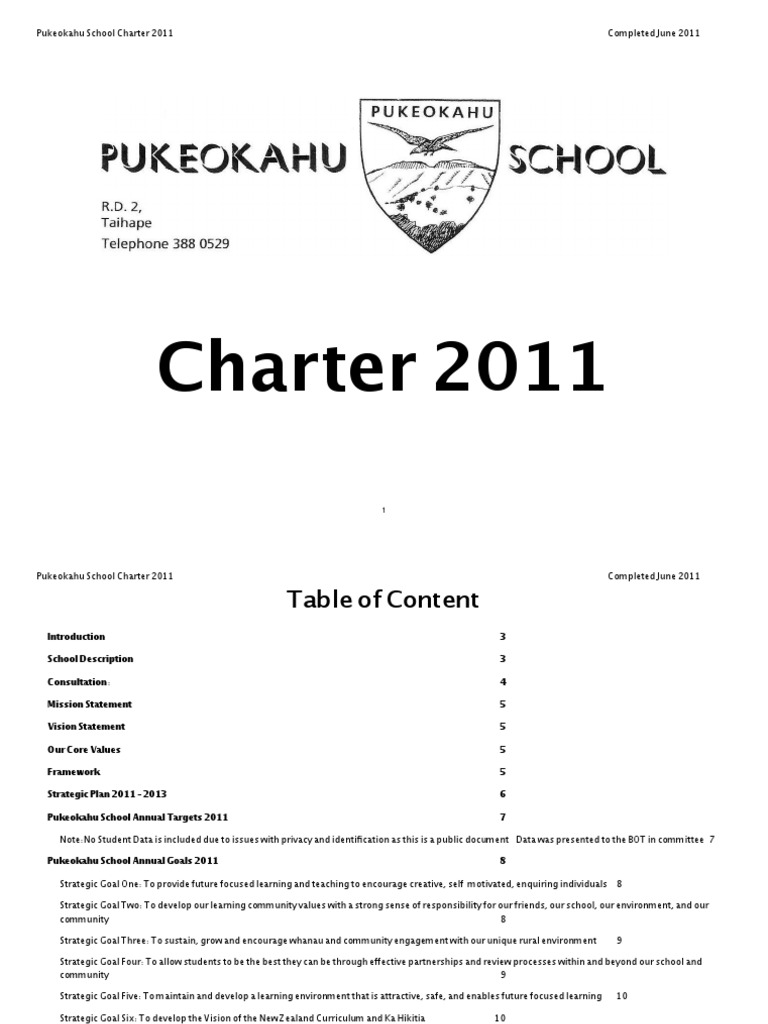 Pukeokahu School Charter 2011 Overview | PDF | Educational Technology ...