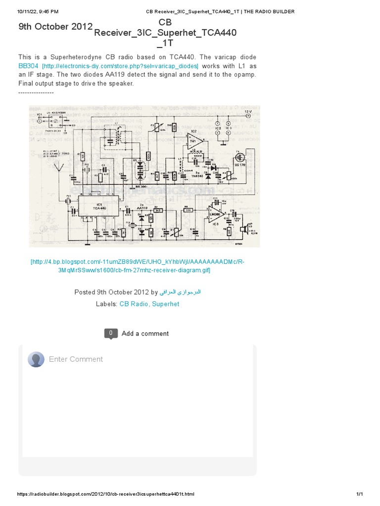 CB Receiver 3IC Superhet TCA440 1T THE RADIO BUILDER PDF