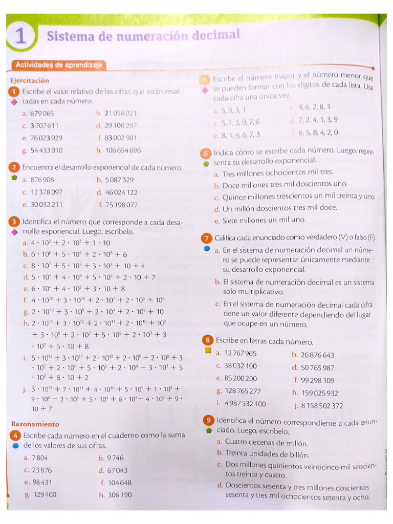 Taller Sistema Numeración Decimal | PDF