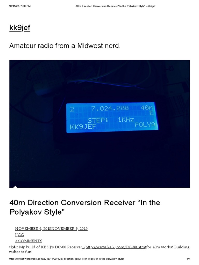 40m Direct Conversion Receiver Build | PDF | Radio | Electronic Circuits