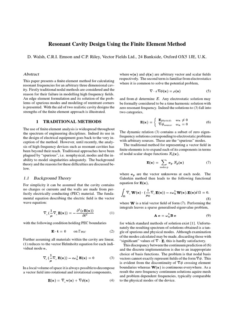 Finite Element Method for Cavity Design | PDF | Vector Space | Finite ...