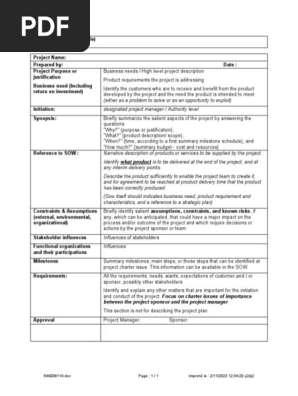 0T Project charter
