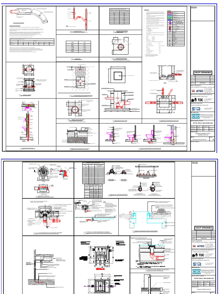 Plumbing Drainage Plan and Notes Specifying Materials, Connections