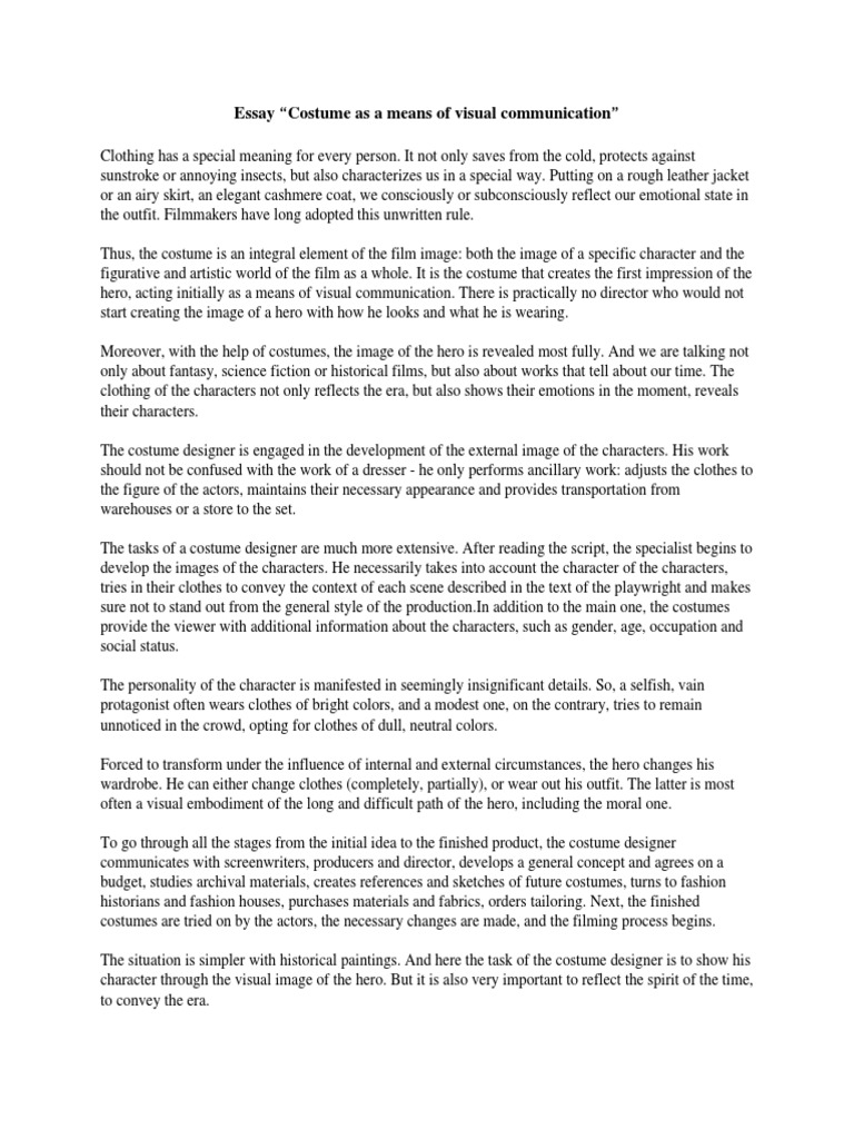 The Role of Costume in Cinematography PDF Clothing