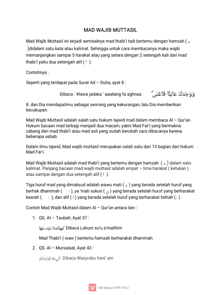 Mad Wajib Muttasil Pdf