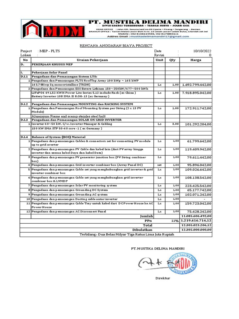 Rab Proyek Plts | PDF | Teknologi & Rekayasa