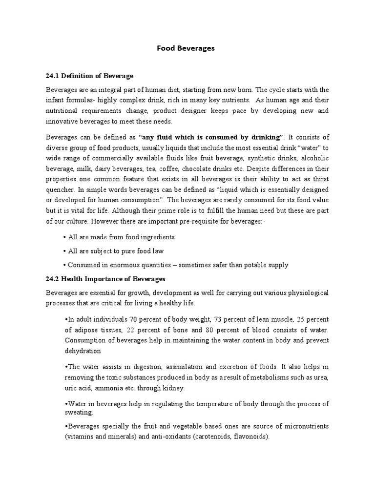 FST-Paper - II Food Beverages - IV-Semester | PDF | Drink | Soft Drink
