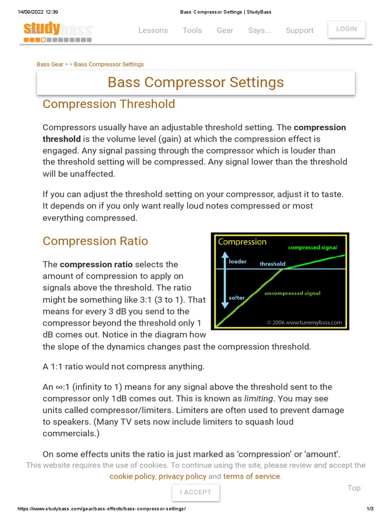 Bass Compressor Settings StudyBass PDF Sound Recording Electronics