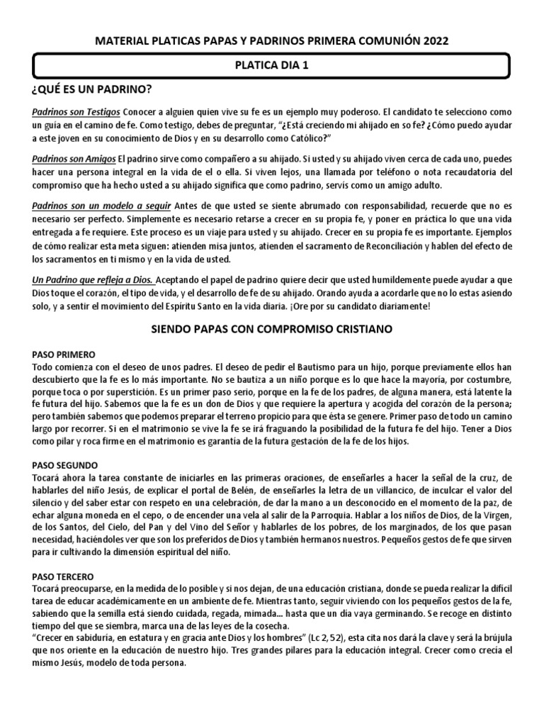 Platicas Primera Comunión PDF eucaristía Sacramentos