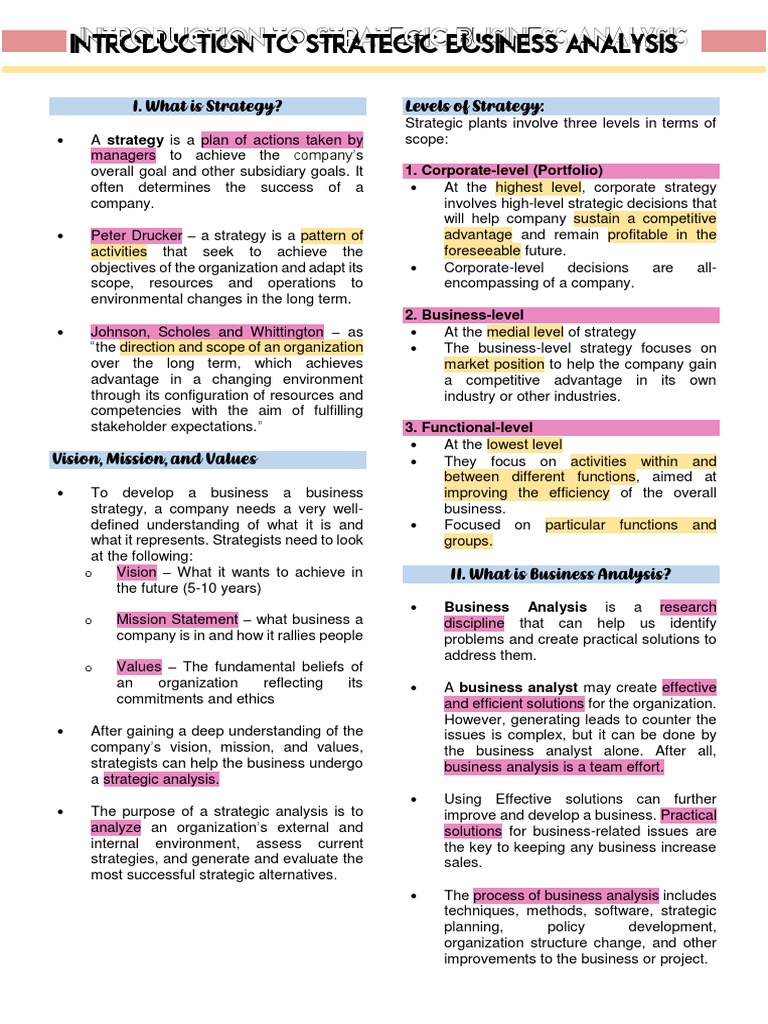 SBA - Lesson 1 Introduction To SBA | PDF | Strategic Management ...