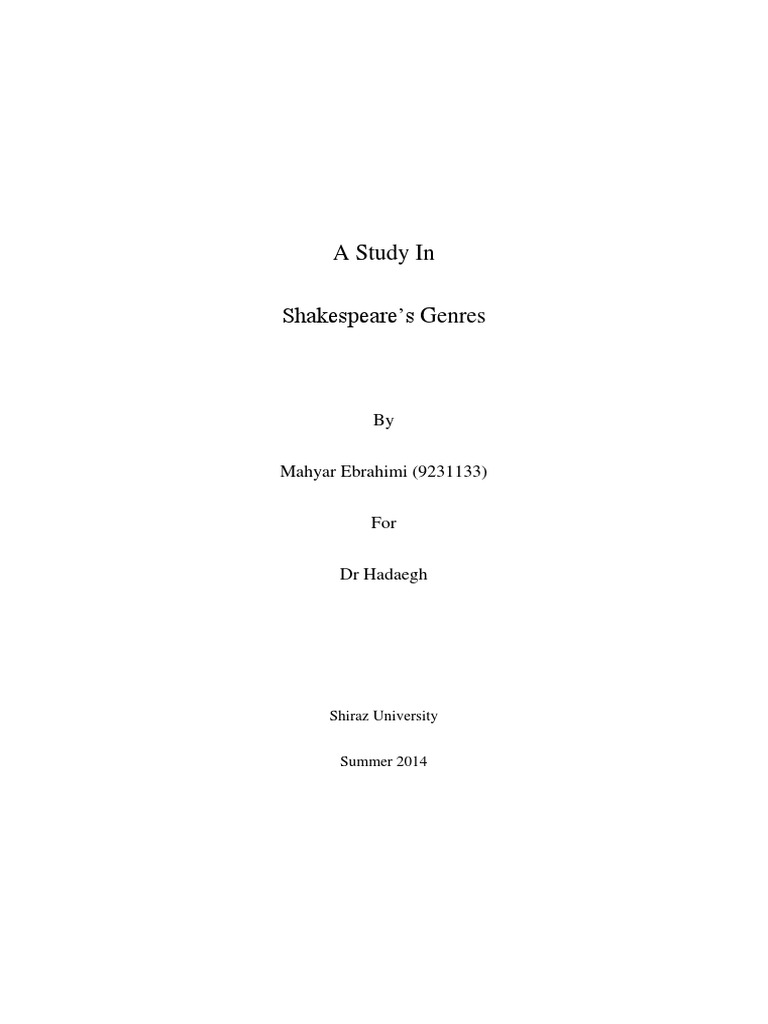 Shakespeare's Tragedies and Comedies Explained | PDF | Shakespeare's ...