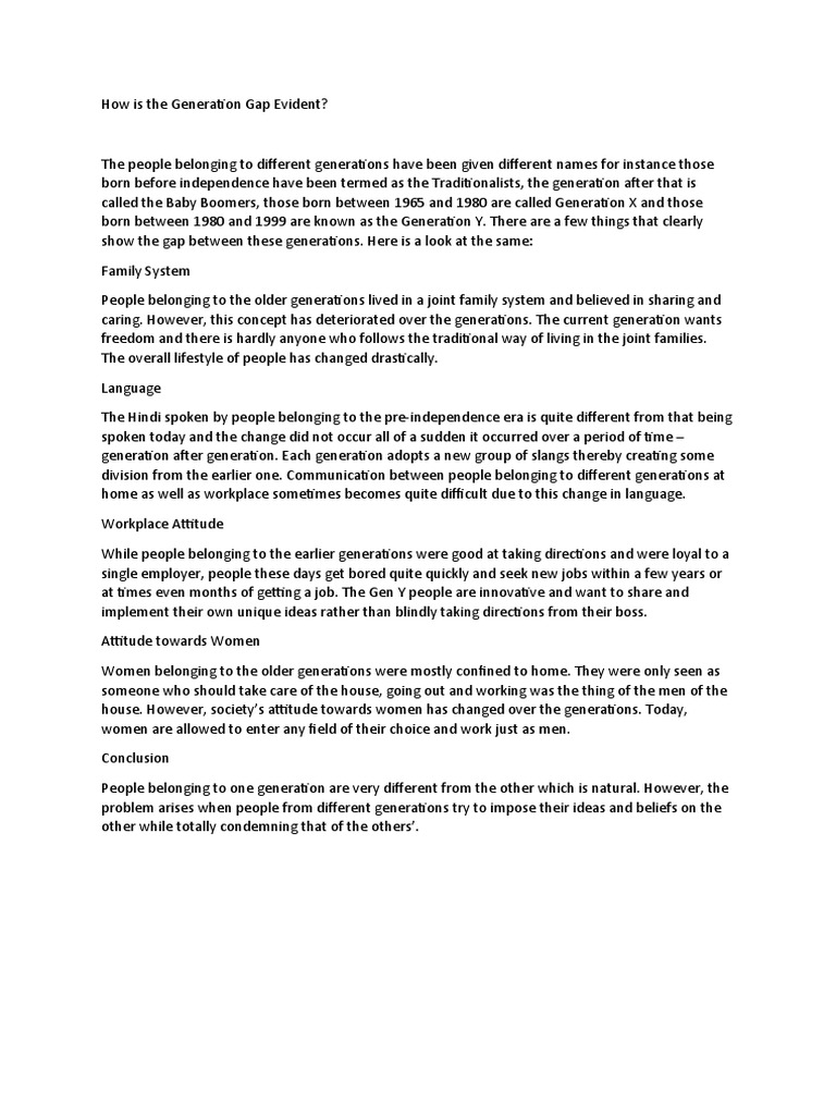 Understanding the Generation Gap | PDF