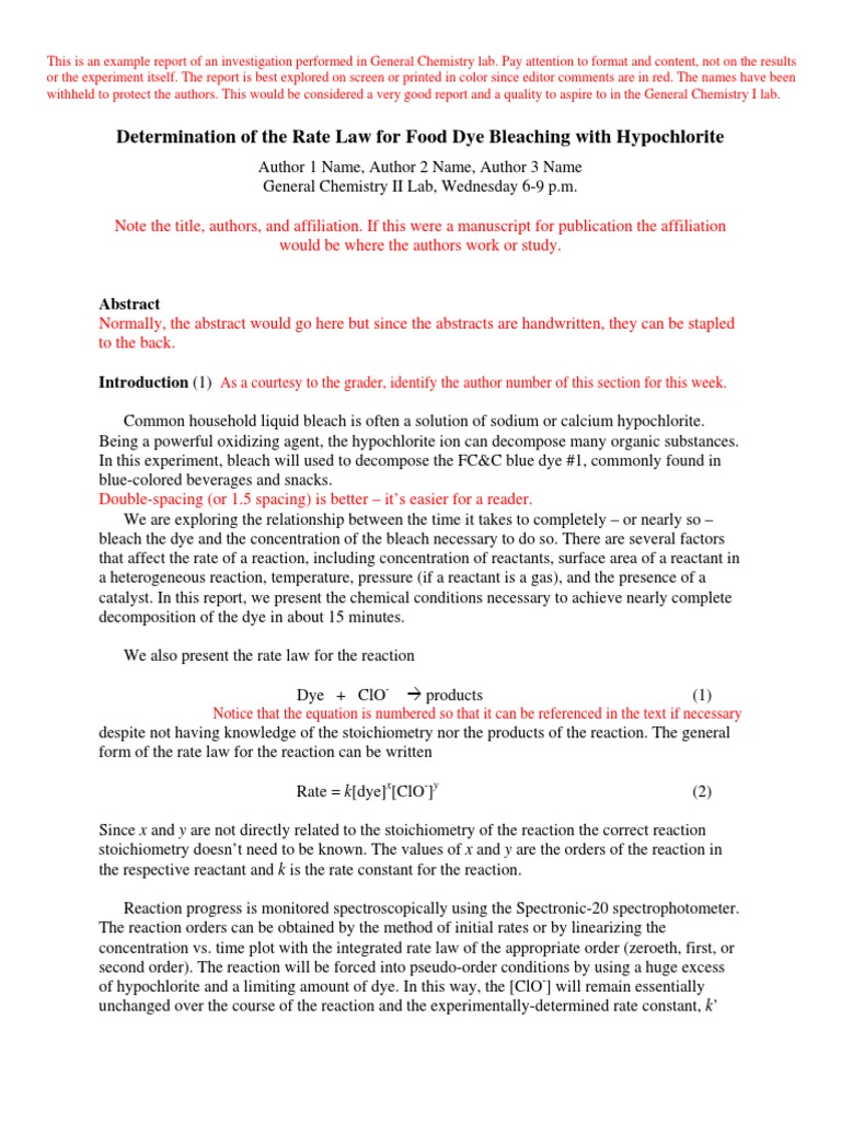 Example Lab Report | PDF | Physical Chemistry | Physical Sciences