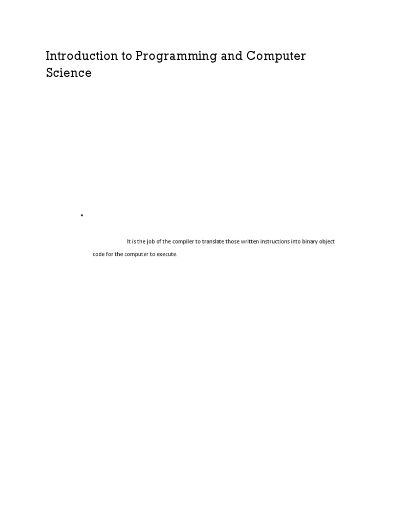 Introduction To Programming | PDF