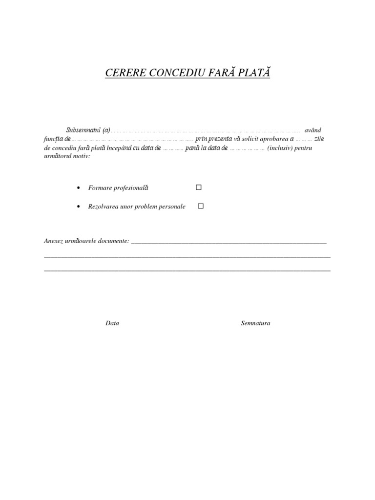 Cerere Concediu Fara Plata | PDF