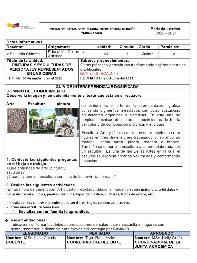 Eca de Quinto Grado 2021 - 2022 | PDF | Pinturas | Escultura