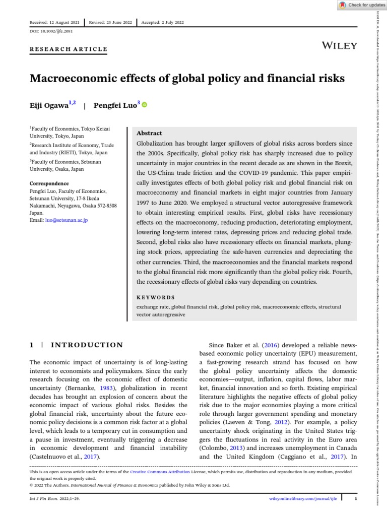 Int J Fin Econ 2022 Ogawa Macroeconomic Effects of Global Policy
