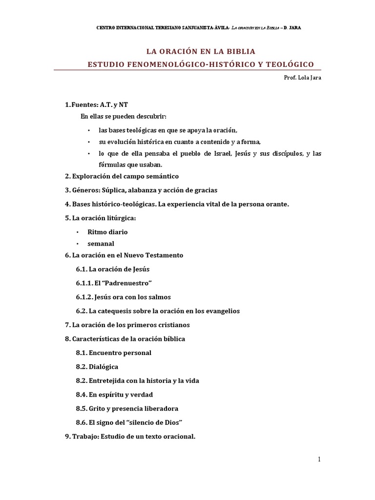 La Oración en la Biblia PDF Oración Biblia