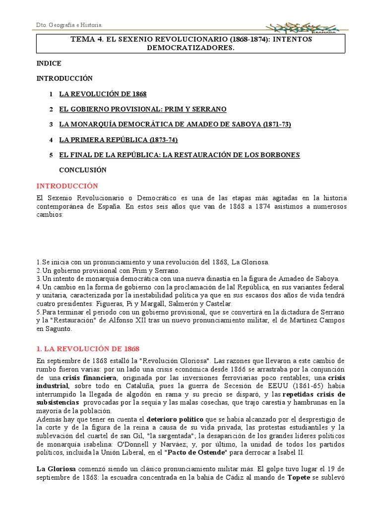 04.) Sexenio Democrático PDF Ciencias Políticas Teorías políticas