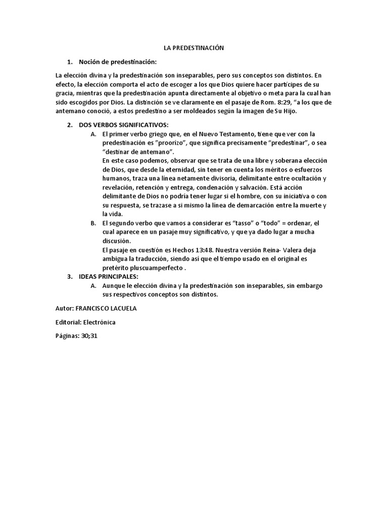 Noción de Predestinación | PDF