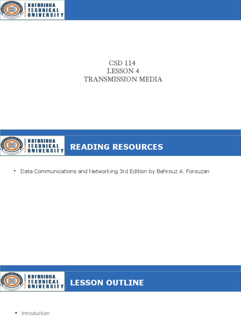 Transmission Media in Data Communication | PDF | Transmission Medium ...