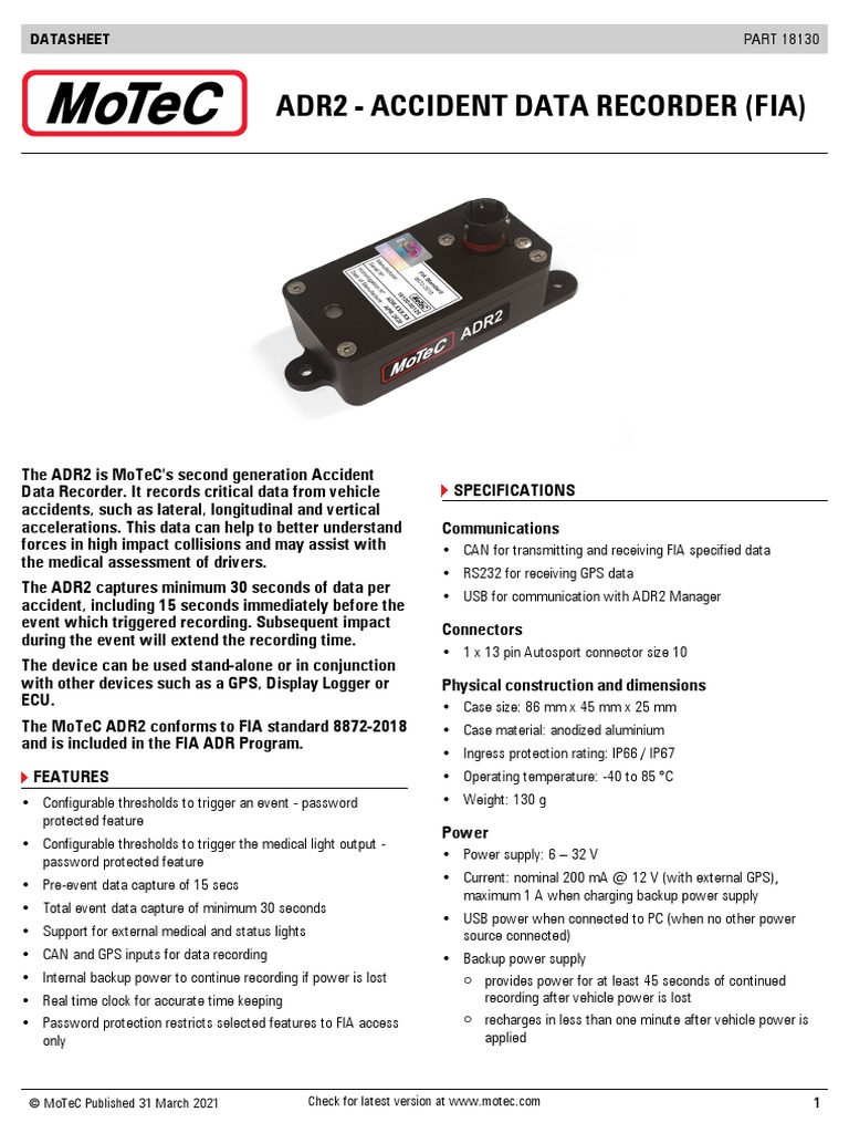 CDS18130 ADR2 Accident Data Recorder | PDF | Electrical Connector | Usb