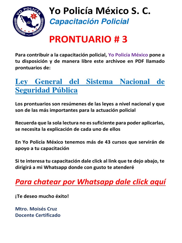 Prontuario 03 Ley General Del Sistema Nacional de Seguridad Publica ...