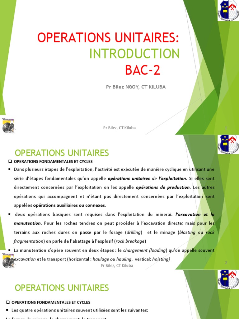 Opérations Fondamentales en Mines | PDF | Exploitation minière