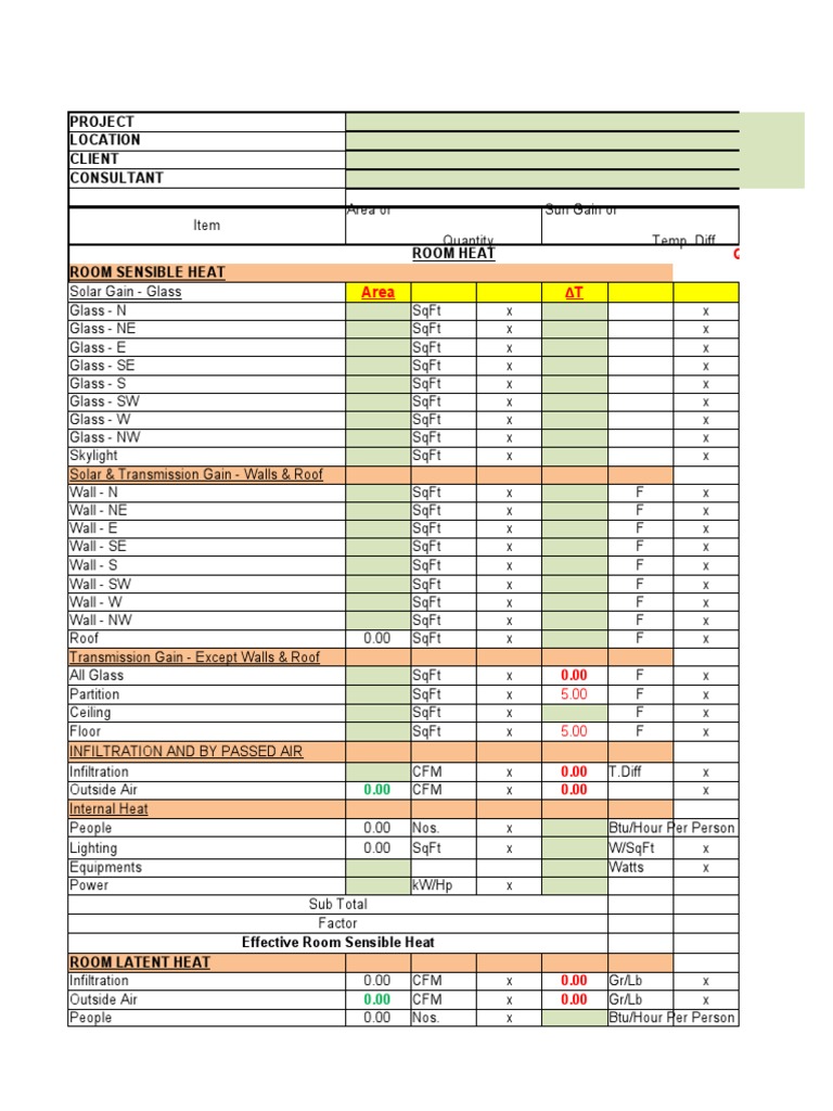 HVAC Load Calculation Worksheet | PDF | Ventilation (Architecture ...