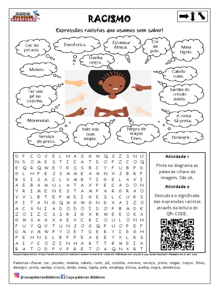Caça-Palavras: Racismo e Preconceito | PDF | Raça (categorização humana ...