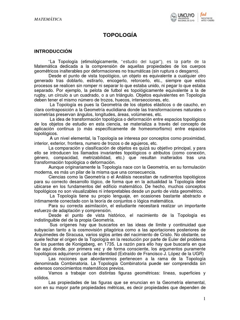 Introducción a la Topología Matemática | PDF | Topología | Geometría