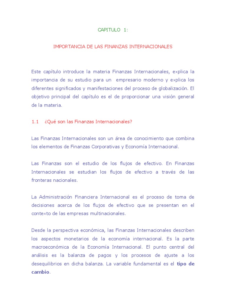Capitulo 1. Importancia de Las Finanzas Internacionales | PDF ...